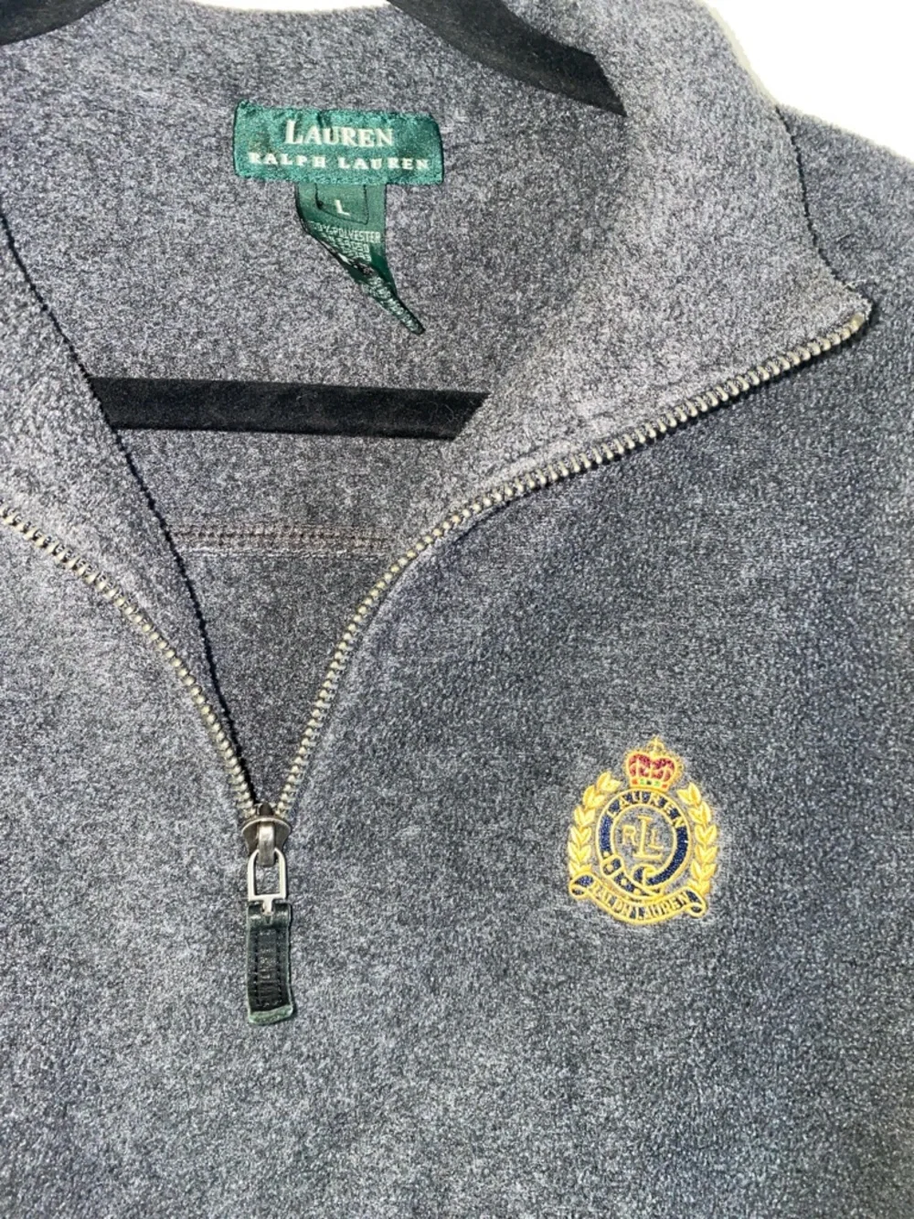 🛍️ Lauren Ralph Lauren Men's Gray Logo Emblem Fleece 1/4 Zip! - Picture 4 of 9